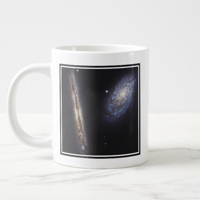 Edge-On Galaxy Ngc 4302 & Tilted Galaxy Ngc 4298 Large Coffee Mug (Left)