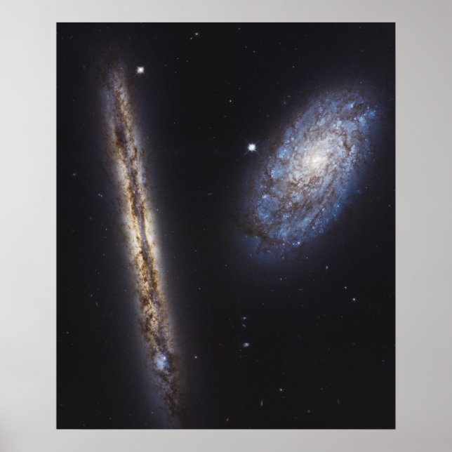 Edge-On Galaxy Ngc 4302 & Tilted Galaxy Ngc 4298 Poster (Front)