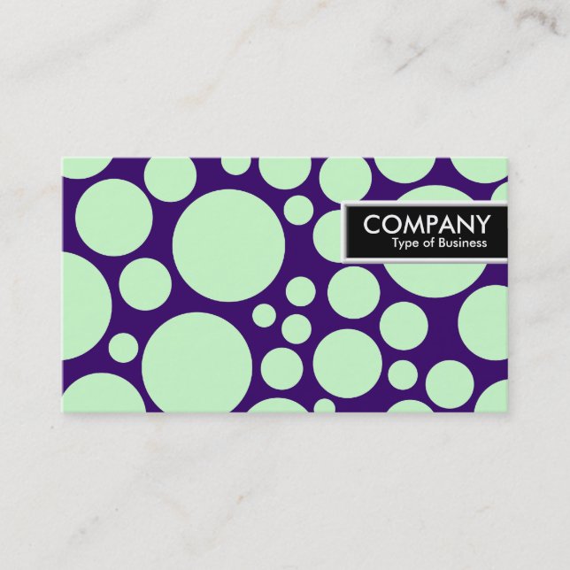 Edge Tag - Spotty - Pale Green on Dark Violet (Front)