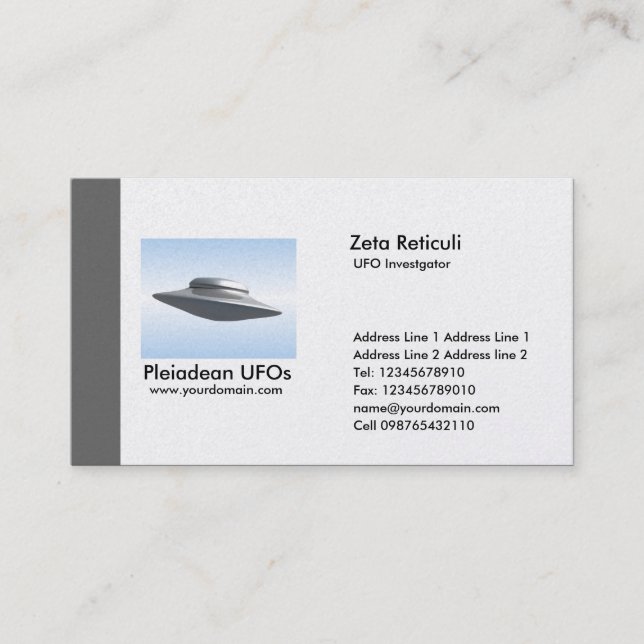 Edge UFO Investigator - Grey Business Card (Front)