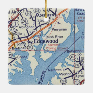 Edgewood MD Vintage Map Ceramic Ornament