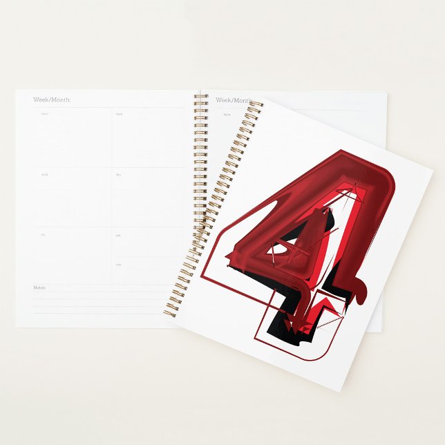 Edgy Abstract Red and Black Number 4  Planner (Creator Uploaded)