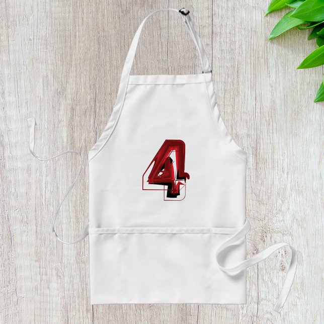 Edgy Abstract Red and Black Number 4  Standard Apron (Creator Uploaded)