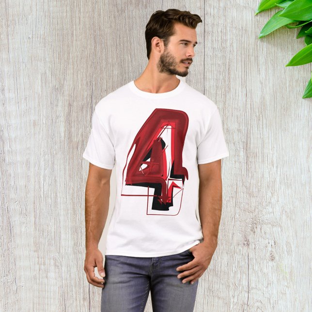Edgy Abstract Red and Black Number 4  T-Shirt (Creator Uploaded)