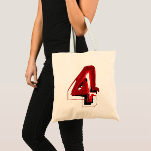 Edgy Abstract Red and Black Number 4 Tote Bag