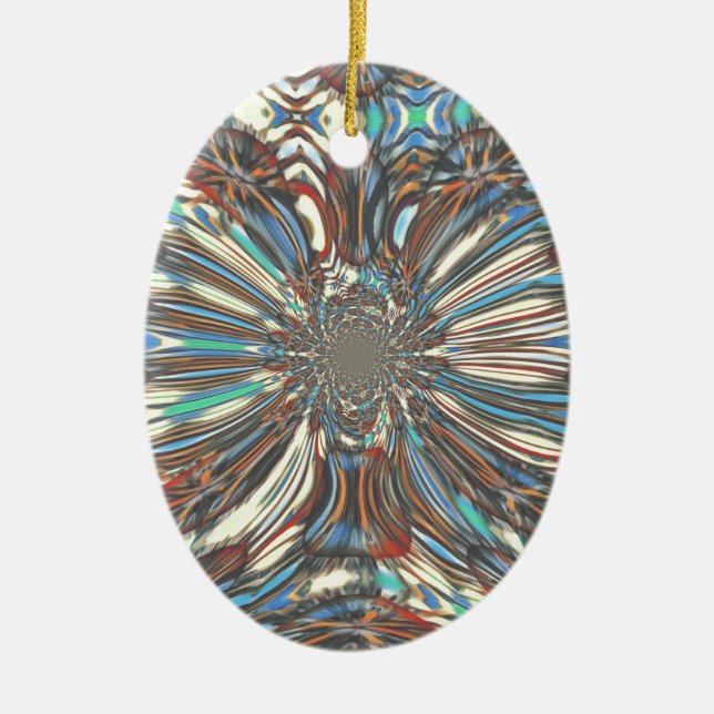 Edgy African Urban Pop Art Abstract Optical Design Ceramic Ornament (Front)