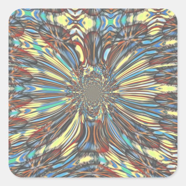 Edgy African Urban Pop Art Abstract Optical Design Square Sticker (Front)