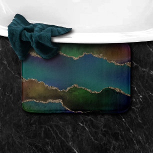 Edgy Agate   Dark Moody Jewel Tone Mystic Teal Bath Mat