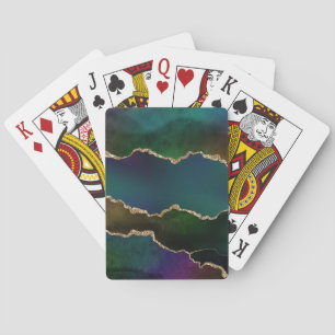 Edgy Agate   Dark Moody Jewel Tone Mystic Teal Playing Cards