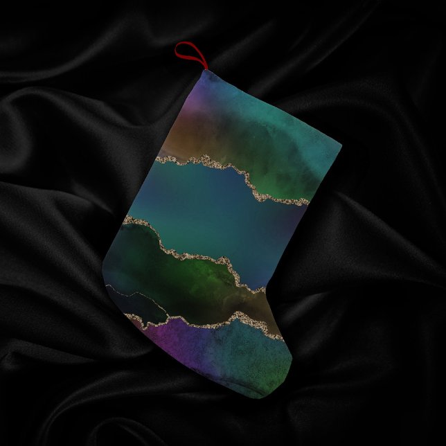 Edgy Agate | Dark Moody Jewel Tone Mystic Teal Small Christmas Stocking (Creator Uploaded)