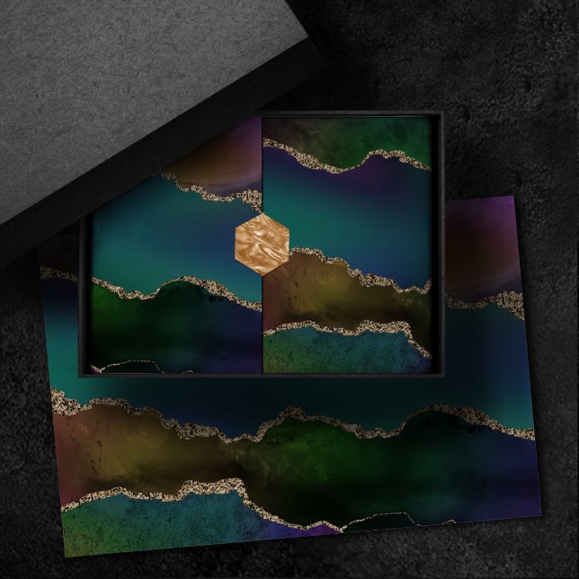 Edgy Agate | Dark Moody Jewel Tone Mystic Teal Tissue Paper (Creator Uploaded)