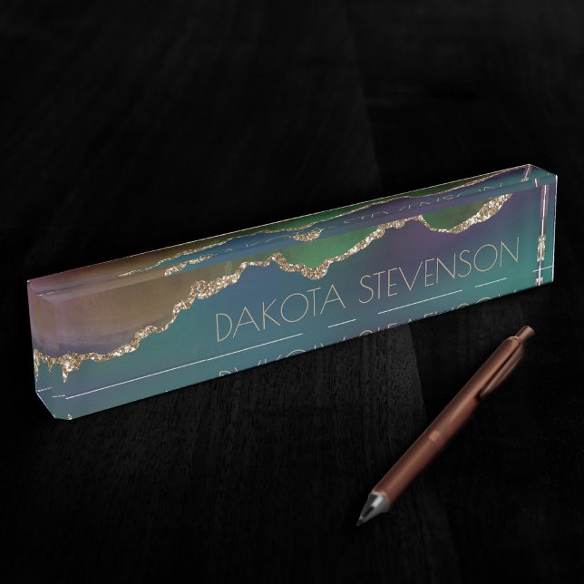 Edgy Agate | Dark Moody Jewel Tone Teal Nameplate (Creator Uploaded)