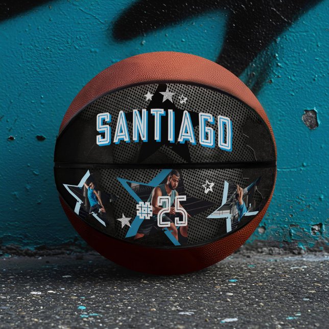 Edgy All-Star Sports Photo Star Design Keepsake Basketball (Edgy All-Star Sports Photo Star Design Keepsake Basketball)