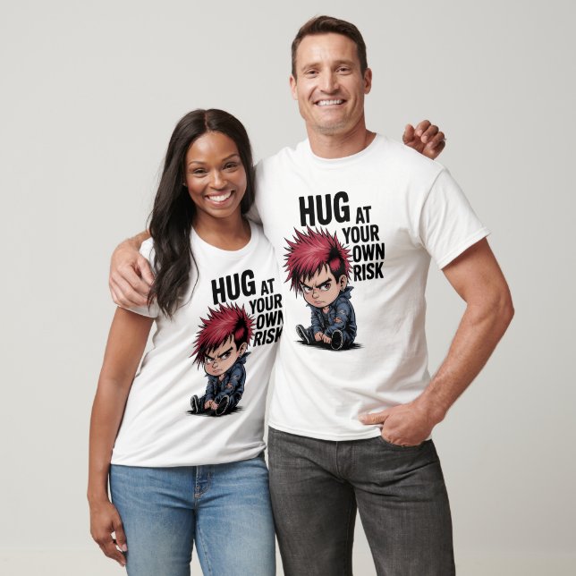 Edgy Anime Hug At Your Risk T-Shirt (Unisex)