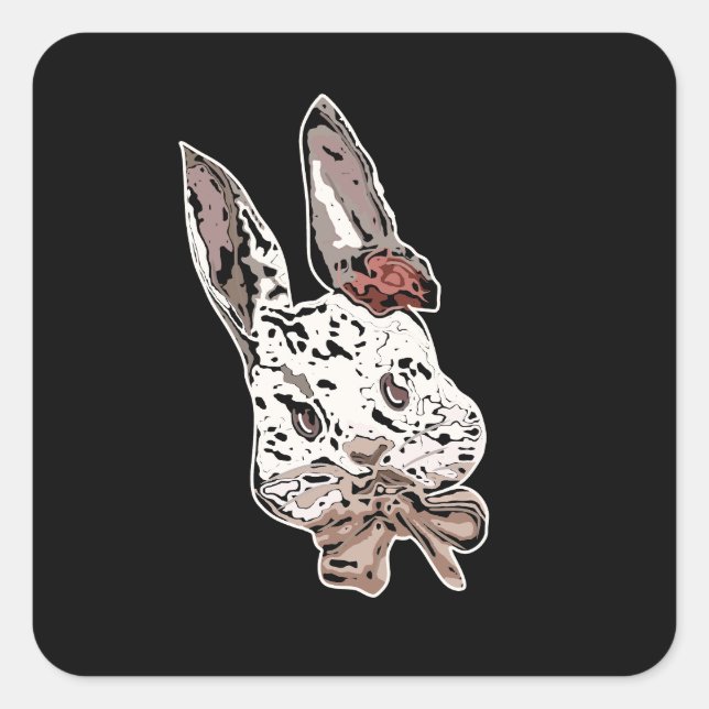 Edgy, artistic rabbit illustration - Unique art Square Sticker (Front)