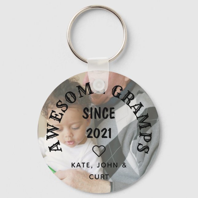 Edgy Awesome Gramps Since Year Photo Father’s Day Key Ring (Front)