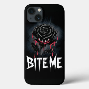 Edgy 'Bite Me' Gothic Rose Design  iPhone 13 Case