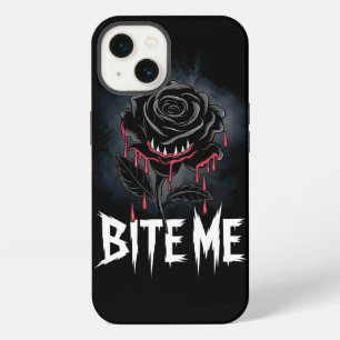 Edgy 'Bite Me' Gothic Rose Design iPhone 13 Case