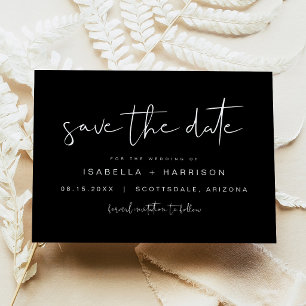 Edgy Black Modern Minimalist Photo Save the Date Invitation