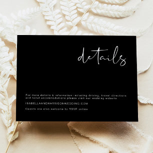 Edgy Black White Modern Minimalist Wedding Detail Invitation
