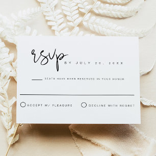 Edgy Black White Modern Minimalist Wedding RSVP Invitation