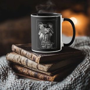 Edgy Black  White Tattooed Dragon Woman Mug