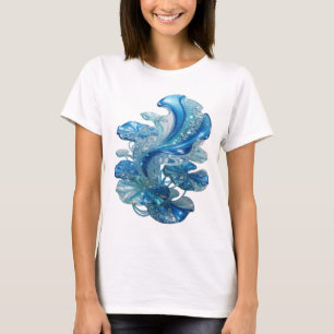 Edgy Blue BLUE GLASS FLOWERS Print T-Shirt