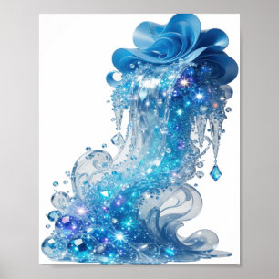 Edgy Blue BLUE ICE WAVE Print
