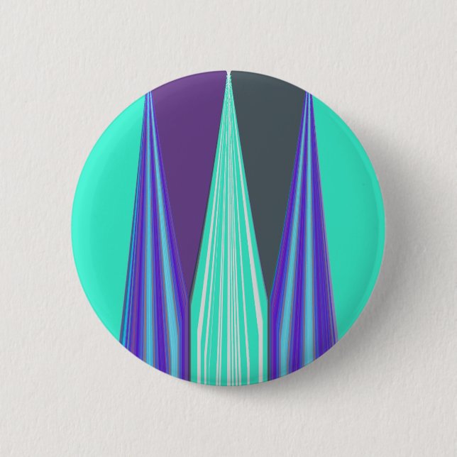 Edgy Blue Purple Cyan Chevron Art Print 6 Cm Round Badge (Front)