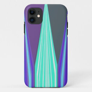 Edgy Blue Purple Cyan Chevron Art Print iPhone 11 Case