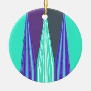Edgy Blue Purple Cyan Chevron Art Print Ceramic Ornament