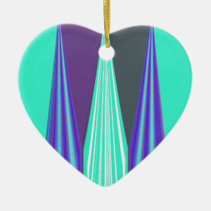 Edgy Blue Purple Cyan Chevron Art Print Ceramic Tree Decoration