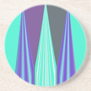 Edgy Blue Purple Cyan Chevron Art Print Coaster