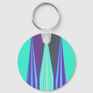 Edgy Blue Purple Cyan Chevron Art Print Key Ring