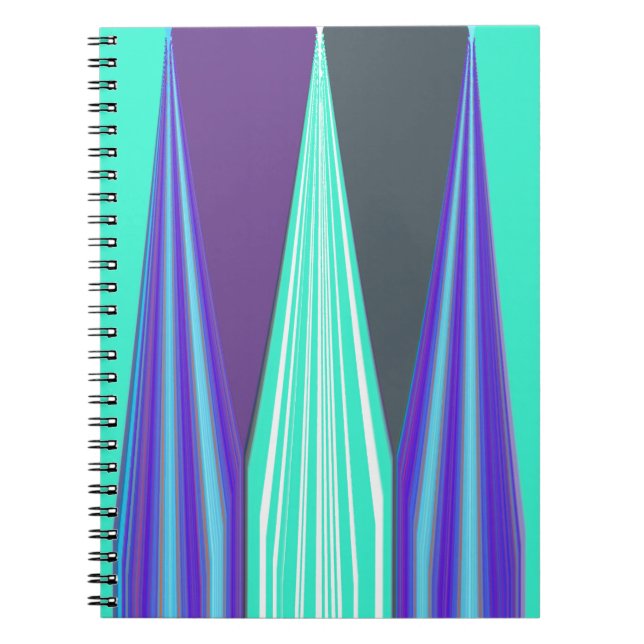 Edgy Blue Purple Cyan Chevron Art Print Notebook (Front)