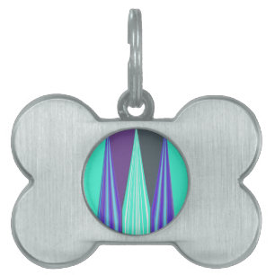 Edgy Blue Purple Cyan Chevron Art Print Pet Tag