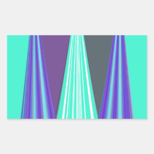 Edgy Blue Purple Cyan Chevron Art Print Rectangular Sticker