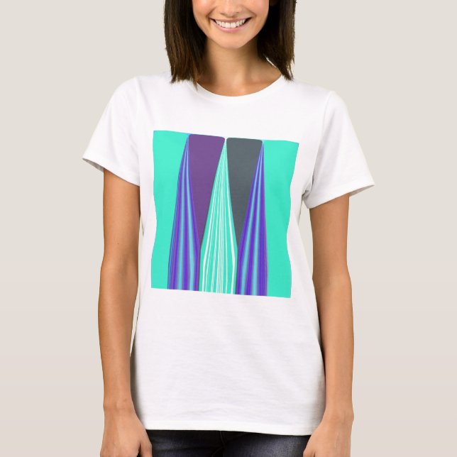 Edgy Blue Purple Cyan Chevron Art Print T-Shirt (Front)