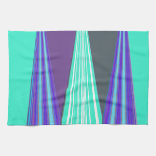 Edgy Blue Purple Cyan Chevron Art Print Tea Towel