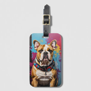 Edgy Bulldog Grunge Background Luggage Tag