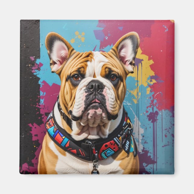 Edgy Bulldog Grunge Background  Magnet (Front)