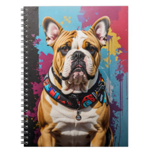 Edgy Bulldog Grunge Background  Notebook