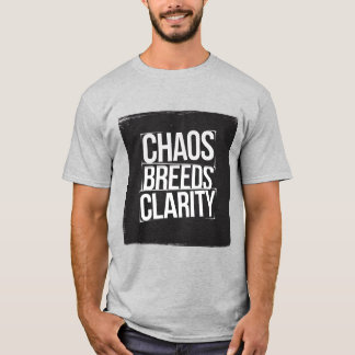 Edgy 'Chaos Breeds Clarity' Grunge Typography T-Shirt