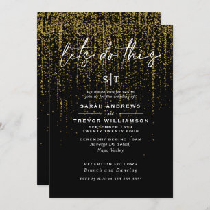  Edgy Chic Gold Glitter Garland Invitation