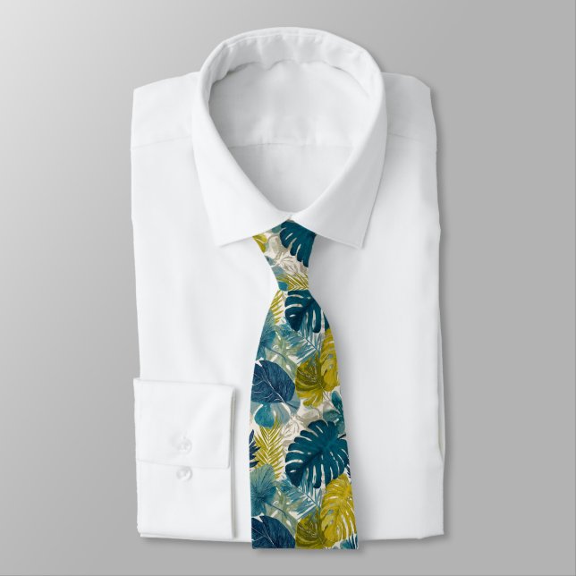 Edgy Christmas Gift For Boyfriend Tropical Floral Tie (Tied)