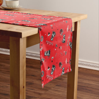 Edgy Christmas Trash Opossum Chewing Glass Bauble Short Table Runner