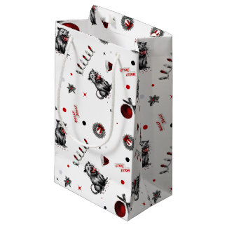 Edgy Christmas Trash Opossum Chewing Glass Bauble Small Gift Bag
