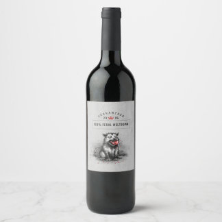 Edgy Christmas Trash Opossum Chewing Glass Bauble Wine Label