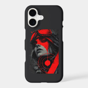 Edgy Cyberpunk Dystopian Girl Red Target