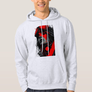 Edgy Cyberpunk Dystopian Girl Red Target Hoodie